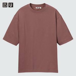 ユニクロ　エアリズムコットンオーバーサイズTシャツ（5分袖）　ワイン　Ｌ　ユニセックス