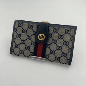 4 GUCCI グッチ　長財布　ロングウォレット　シェリーライン　GGライン　インターロッキング　キャンバス　ジャガード　ガマ口　GGロゴ