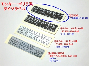 □最高精密再現 ホンダ モンキー タイヤラベル　Ｚ５０Ａ② ☆1/ Z50J/4Lタンク/5Lタンク/現行純正87505-GAR-300