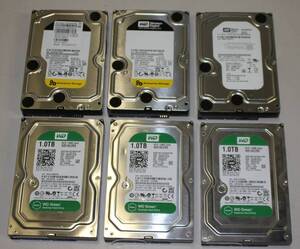 ★Western Digital SATA 1TB HDD 3.5インチ 　★中古動作品★（6台セット合計 6TB）