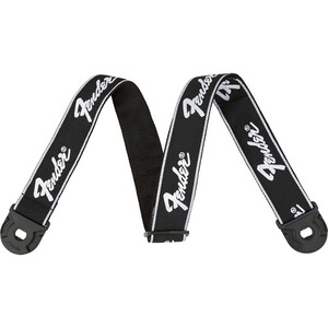 Fender Quick Grip Locking End Straps Black with White Running Logo ギターストラップ【フェンダー】