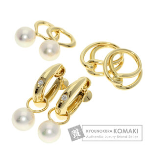 MIKIMOTO ミキモト パール 真珠 ダイヤモンド 付け替え TOPセット イヤリング K18イエローゴールド レディース 中古