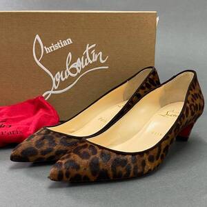 3a9 《美品》 Christian Louboutin クリスチャンルブタン PIGALLE 45 PONY LEOPARD レオパードパンプス 37 ブラウン ハラコ イタリア製