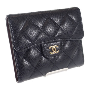 【中古】【SAランク】シャネル CHANEL クラシックスモール フラップウォレット AP0231_Y01864_C3906 三つ折り財布 キャビアスキン ブラック