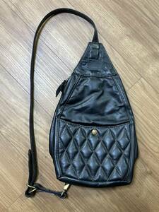 極美品 Langlitz Leathers ラングリッツレザー Padded Outside Pocket One Shoulder Bag パデッド ワンショルダーバッグ キルティング