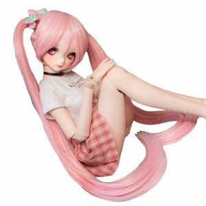 ドール用 耐熱 ウィッグ ロングツインテール 8～9インチサイズ 桜ピンク 1/3ドール互換かつら ドール グッズ