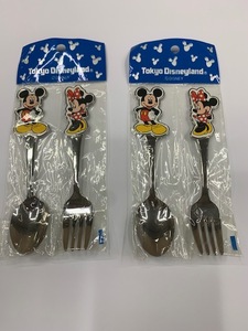 未使用品　東京ディズニーランド限定　ミッキー.ミニースプーン＆フォーク2セット