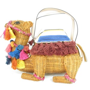 良品 kate spade ケイトスペード 希少モデル Spice things up wicker camel ラクダ キャメル型 ハンドバッグ かごバッグ ブラウン