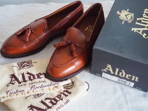 w/ Box ALDEN Brown 662Tassle Loafers