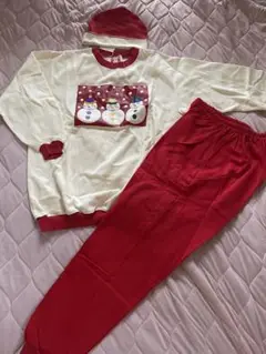 新品　スウェット　上下セット　昭和レトロ　90S 雪だるま　体操服　サンタ