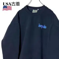 00s USA古着 刺繍ロゴ スウェット 黒 L トレーナー y2k