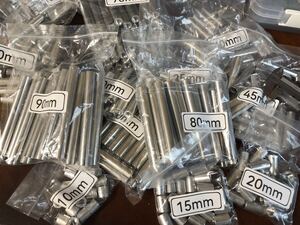 送料230円/140円　ネジ付き　アルミ スペーサーM6（14種から選択)　DIY/カスタムに