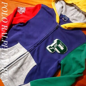 最値!生産終了!希少旧モデル!名作クレイジーカラー!ポロ ラルフローレン(POLO Ralph Lauren)スウェット ジップ パーカー!キッズサイズ 7