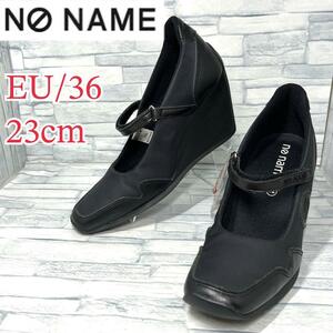 【美品】NO NAME ノーネーム ウェッジソール ストラップ ブラック EU36/23cm