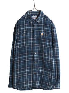 US企画 カーハート チェック ボタンダウン ヘビー フランネル シャツ メンズ M Carhartt ワーク ネルシャツ 厚手 コットン 廃盤 長袖シャツ