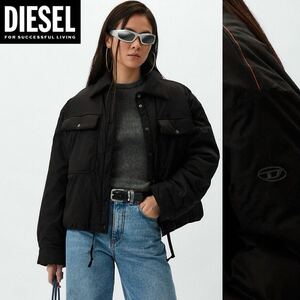 新品 未使用 タグ付き ★定価55,000円 DIESEL ディーゼル レディース Lサイズ Dロゴ刺繍 中綿ジャケット ブルゾン アウター コットン 03