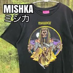 ミシカ希少デザインMISHKAビッグプリント黒Tシャツ