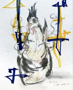 原画 ラフ画 烏骨鶏 鳥 #56