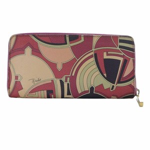 エミリオプッチ EMILIO PUCCI 長財布 ウォレットラウンドファスナー PVC 総柄 ピンク /KW ■GY14 レディース