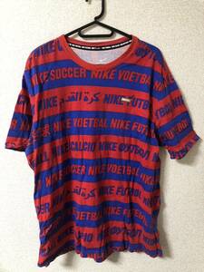 ナイキFC 総柄ボーダーTシャツ　赤×青　NIKE XL