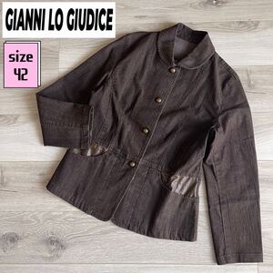 GIANNI LO GIUDICE ジャケット 42 レディース　ストレッチ　XL レディース　ブラウン