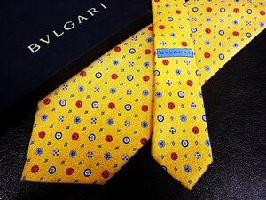 ♪vr0741♪良品♪【BVLGARI】ブルガリ【花 丸 デザイン 柄】「最高級セッテピエゲ」ネクタイ