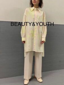 BEAUTY&YOUTH コットン　タイダイオーバーシャツ タイダイ　シャツワンピース　イエロー 20210918