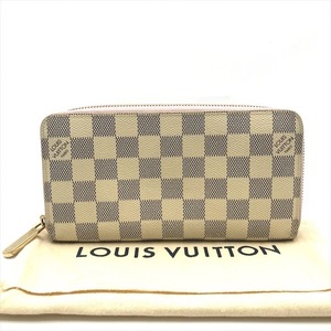 良品 LOUISVUITTON ルイヴィトン ダミエ アズール ローズバレリーヌ ラウンドファスナー ジッピー ウォレット 長財布 a3263