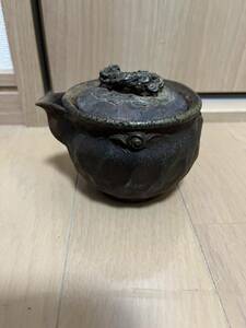 煎茶道具　備前　手捻り　宝瓶　名工　花房秀安　霊芝　掴み　