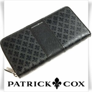 新品1円～★PATRICK COX パトリック コックス メンズ 牛革 本革 レザーラウンドファスナー長財布 ロングウォレット 黒 ブラック ◆5161◆