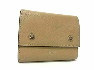 CELINE セリーヌ スモールフォールデッドマルチファンクション レザー 三つ折り 財布 ウォレット レディース ベージュ系 DF6788