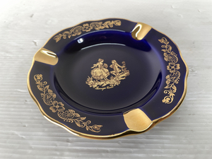 【保管品】Limoges/リモージュ CASTEL 22k GOLD 金メッキ 灰皿 プレート 小物入れ France 趣味 コレクション インテリア