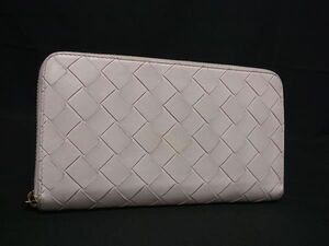 1円 BOTTEGA VENETA ボッテガヴェネタ イントレチャート レザー ラウンドファスナー 長財布 ウォレット 札入れ 小銭入れ ピンク系 FG3759