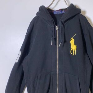 人気 ビッグポニー刺繍 POLO RALPH LAUREN ポロラルフローレン スウェット プルオーバー パーカー Sサイズ 黒 フーディー