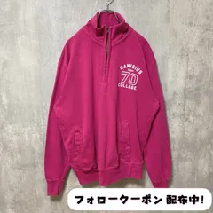 古着 used　ハーフジップスウェット　ワンポイント　ピンク　レトロ　デザイン　秋冬服