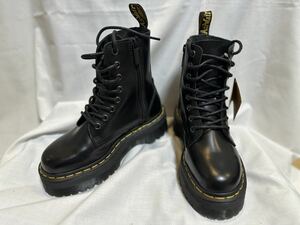 美品　Dr.Martens ドクターマーチンJADON ジェイドン　UK3 8ホールブーツ 厚底 サイドジップ レザーブーツ 　ブラック　ノベルティ付き