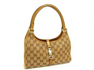 1円 GUCCI グッチ 002 1068 002046 ジャッキー GGキャンバス×レザー ハンドバッグ トートバッグ レディース ブラウン系 DB0327