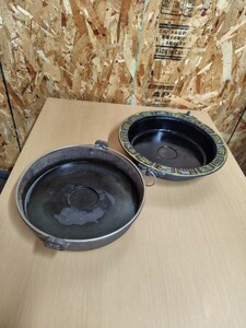 AI18】鉄鍋 2つセット すき焼き鍋 鉄器 縁起鍋 年代物 昭和レトロ 水炊き