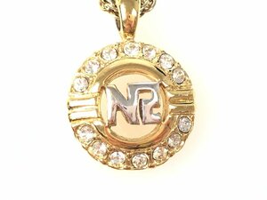 ニナリッチ　NINA RICCI　ロゴ　ラインストーン　ネックレス　シルバーカラー×ゴールドカラー　YAS-8595