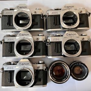 Canon AE-1 5台 レンズ2つ まとめ シャッターのみ確認 中古品 ジャンク扱い