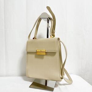 和573★ courreges クレージュ レザー ハンドバッグ ショルダーバッグ 2way ベージュ レディース