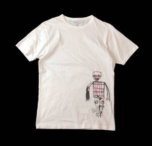 アニエスベーオム Agnes b. Homme JEAN-MICHEL BASQUIAT バスキア 半袖Ｔシャツ トップス カットソー 白 ポルトガル製 0 送料250円　（ma)