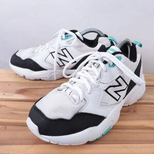 z7175【WX708BT】ニューバランス US7.5 24.5cm/白 ホワイト 黒 ブラック 水色 ブルー系 newbalance レディース スニーカー 中古