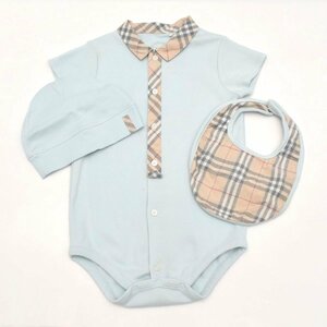 BURBERRY CHILDREN バーバリー チルドレン ロンパース スタイ 帽子 3点セット SIZE:12M 80cm [S107143]