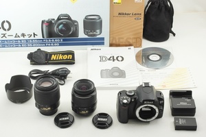 美品◆Nikon ニコン D40 ダブルレンズキット ◆デジタル一眼レフカメラ/A4827