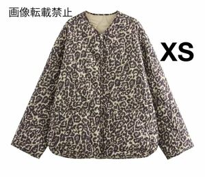 vintage ヴィンテージ レトロ レオパード 豹柄 キルティング ジャケット アウター XSサイズ レディース★ZARA 好きな方に★秋新作 新品★