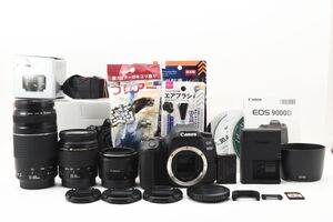 Canon EOS 9000D ボディ 2420万画素標準&望遠&単焦点レンズセット/EF 28-80㎜1:3.5-5.6IV/CANON EF 75-300mm F4-5.6 II/EF 50㎜1:1.8 II