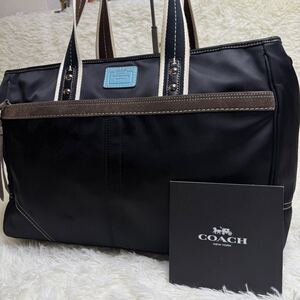 1円 〜【入手困難品】定価10万円 コーチCOACHトートバッグ ビジネスバッグ ブリーフケース A4 2way ブラック レザーメンズ レディース