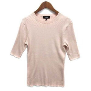 未使用品 セオリー Theory コットン リブ ニット セーター 5分袖 STEADY COTTON CREW NECK HS PO 2023SS ピンク S 3201721 レディース