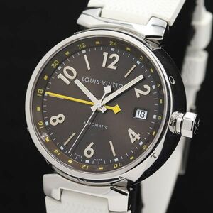 1円 稼働 ルイヴィトン タンブール GMT Q1131 AT/自動巻 ブラウン文字盤 メンズ腕時計 TKD 0034210 6MGT